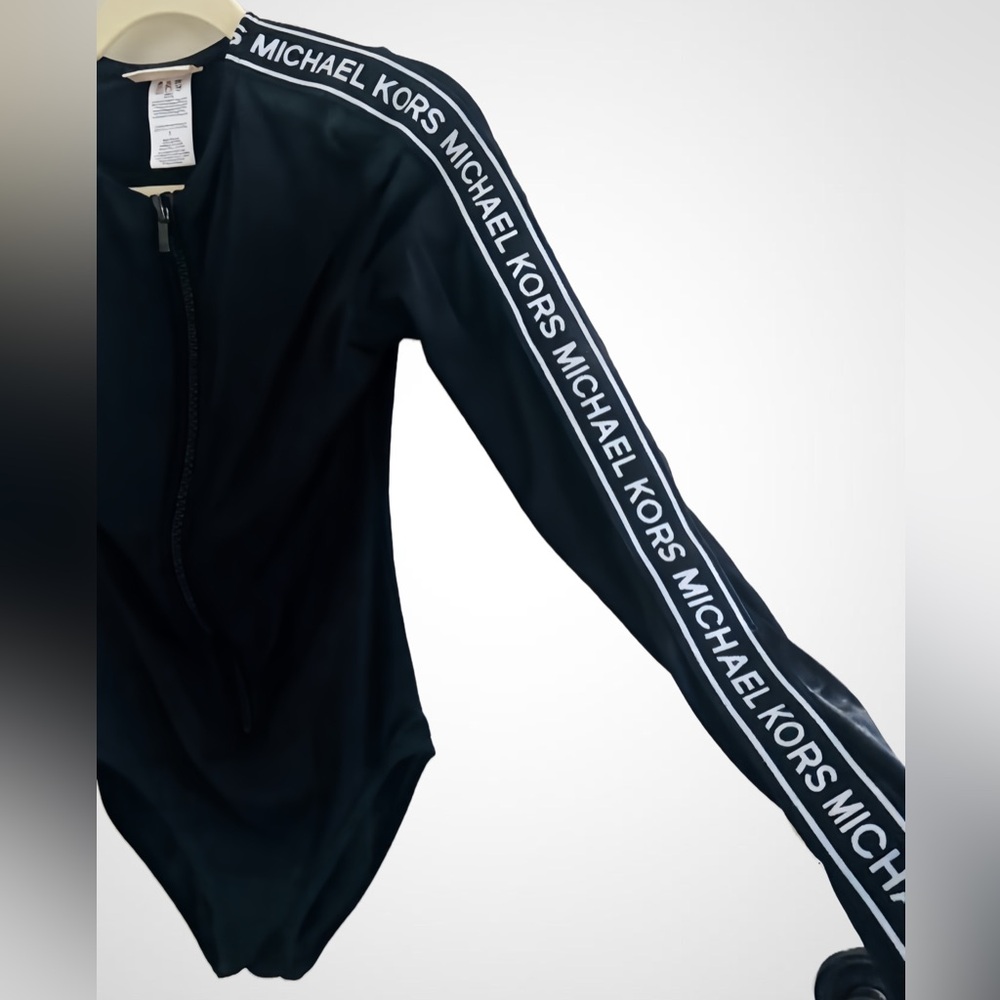 Michael Kors Black Bodysuit with Logo Trim